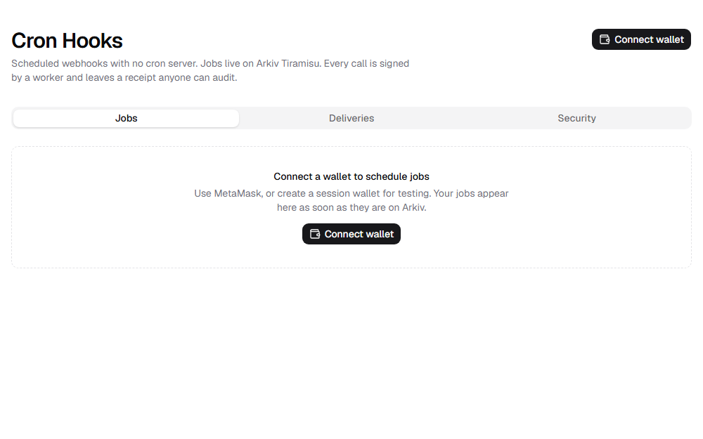 Cron Hooks landing page