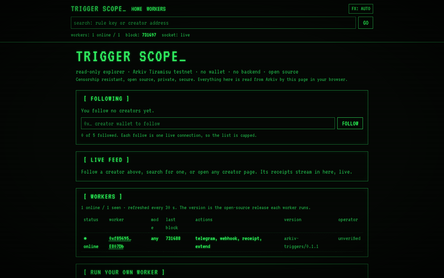 Trigger Scope landing page